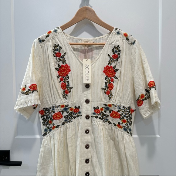 NWT Roolee Embroidered Floral V Neck MIDI Dress Size XXL - Picture 7 of 13